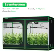 Standard Grow Tent Kit GIY-105 5x10, 12-Plant Complete System, with 2x 645W VSFL6450 LED Grow Light, and 8-inch Ventilation Combo