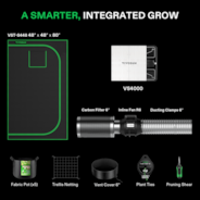 Standard Grow Tent Kit GIY-44 4x4, 4-Plant Complete System, with 400W VS4000 LED Grow Light, and 6-inch Ventilation Combo