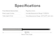 Temperatur- und Feuchtigkeitssensor-Sonde, wasserdichte Edelstahl-Sonde zur Umgebungsüberwachung für GrowHub Controller E42/E42A, AeroLab THB1/THB1S, 3m