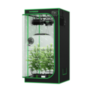 Smart Growbox Komplettset GIY-SGS-27 Pro 80 x 80 x 160 cm, Komplettsystem für 2 Pflanzen, mit WiFi E42A+ Controller, 100W AeroLight LED Pflanzenlampe, 10 cm AeroZesh T4 Abluftset und AeroWave E6 Gen2 Gen2 Clip Fan