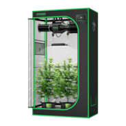 Smart Growbox Komplettset GIY-SGS-32 90 x 50 x 160 cm, Komplettsystem für 2 Pflanzen, mit WLAN E42A+ Controller, 100W AeroLight SE LED Pflanzenlampe und 10 cm AeroZesh G4 Abluftset