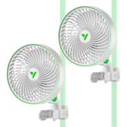 AeroWave E6 Clip-on Fan, EC Motor, Auto Oscillation Fan, Air Circulator For Grow Tent, White, 2 Pack