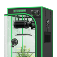 Smart Growbox Komplettset GIY-SGS-22 Pro 60 x 60 x 120 cm, Komplettsystem für 1 Pflanze, mit WiFi E42A Controller, 100W AeroLight LED Pflanzenlampe, 10 cm AeroZesh T4 Abluftset und AeroWave E6 Gen2 Gen2 Clip Fan