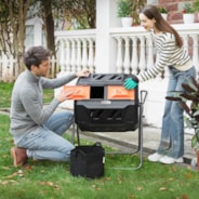 Tumbling Composter Dual Rotating Batch Compost Bin 43 Gallon Orange