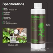 Bloom Juice (0-6-4), Flowering Supplement Liquid Fertilizer for Flowering Stage, 8 Ounces