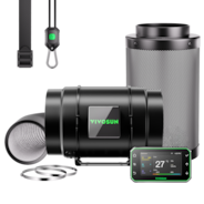 20 cm Smart Abluftset Pro G8 – Rohrventilator, GrowHub E42A+ WLAN-Controller, Aktivkohlefilter & Lüftungsschlauch für Growbox & Hydroponik