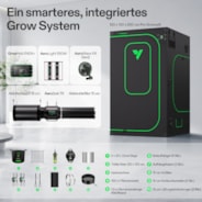 Smart Growbox Komplettset Pro 120 x 120 x 200 cm, Komplettes Grow-Set mit 2-in-1 LED-Lampe mit anpassbarem Spektrum, intelligenter GrowHub-Automatisierung, effiziente Belüftung & 360°-Luftzirkulation, 2000D Mylar-Growzelt