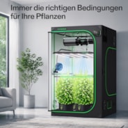 Smart Growbox Komplettset Pro 120 x 120 x 200 cm, Komplettes Grow-Set mit 2-in-1 LED-Lampe mit anpassbarem Spektrum, intelligenter GrowHub-Automatisierung, effiziente Belüftung & 360°-Luftzirkulation, 2000D Mylar-Growzelt