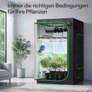 Smart Growbox Komplettset Pro 120 x 120 x 200 cm, Komplettes Grow-Set mit 2-in-1 LED-Lampe mit anpassbarem Spektrum, intelligenter GrowHub-Automatisierung, effiziente Belüftung & 360°-Luftzirkulation, 2000D Mylar-Growzelt