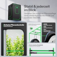 Smart Growbox Komplettset Pro 120 x 120 x 200 cm, Komplettes Grow-Set mit 2-in-1 LED-Lampe mit anpassbarem Spektrum, intelligenter GrowHub-Automatisierung, effiziente Belüftung & 360°-Luftzirkulation, 2000D Mylar-Growzelt