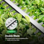 20" Cordless Pole Hedge Trimmer with 20” Dual-Action Laser Blade, Adjustable Cutting Head
