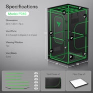 Grow Tent Pro P346 100 x 100 x 180 cm, High Reflective Mylar with 2000D Oxford Canvas & Heavy-Duty Metal Support