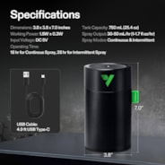 AeroStream U075 750ml USB Humidifier with 2 Mist Modes, Designed for Small Grow Tents/VGrow