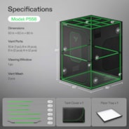 Grow Tent Pro 5x5 P558, High Reflective Mylar with 2000D Oxford Canvas & Heavy-Duty Metal Support 60"x60"x80"