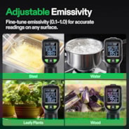 VPD Thermometer, Handheld Environmental Monitor, Precision Infrared Laser Thermometer Gun with Adjustable Emissivity, Leaf VPD and Temperature Monitoring for Plants, Grow Tents, HVAC