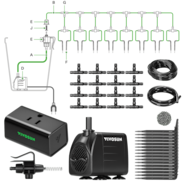 FlexFeed Automatic Drip Irrigation Kit for Indoor & Outdoor Plants, Smart Watering System with 16 Drip Emitters, 4mm Fast Flow, App-Controlled A10 GrowHub, Quiet 15W Pump