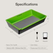 2-in-1 Trimming Tray, 4.1" Deep , with 150 Micron Mesh Sifter, Bottom Harvest Bin, Brush and Magnifying Card, Green