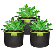 3-Pack 5-Gallon AeroBase Grow Bags, Durable Mesh Fabric Plant Container with Breathable Base and Sturdy Handles, Black