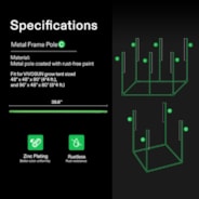 16mm Grow Tent Pole-C for 4x4/4x8 Tent 1-Piece, Only for Vivosun Grow Tents