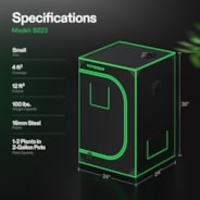 Grow Tent 2x2 S223, 1-2 Plants Use, 600D Light-proof Oxford, 24″ x 24″ x 36″, For Indoor Plants Growing