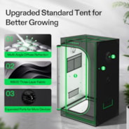 Smart Grow Tent Kit 2x2 Complete Indoor Grow System with Smart Controller, Full-Spectrum LED Grow Light & Ventilation Automation System, 1680D Mylar Tent 24"x24"x48"