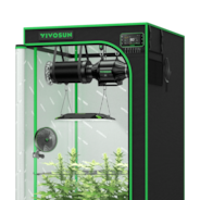Smart Grow Tent Kit GIY-SGS-27 Pro 2.7x2.7, 2-Plant Complete System, with WiFi E42A+ Controller, 150W AeroLight LED Grow Light, 4-inch AeroZesh T4 Ventilation Combo, and AeroWave E6 Gen2 Clip-on Fan