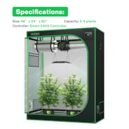 Smart Grow Tent Kit GIY-SK-42 2x4, 2-Plant Complete System, with WiFi E42A Controller, 100W AeroLight LED Grow Light, and 6-inch AeroZesh S6 Ventilation Combo