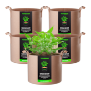 2 Gallon Grow Bags 5-Pack Brown Thickened Nonwoven Fabric Pots with Handles