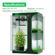 Smart 2-in-1 Grow Tent Kit 3x4, 2-Plant Complete System, with WiFi E42A+ Controller, AeroLight Wing AW200SE LED Grow Light, and 4-inch AeroZesh G4 Ventilation Combo