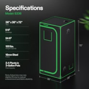 Grow Tent 3x3 S336, 2-4 Plants Use, 600D Light-proof Oxford, 36″ x 36″ x 72″, For Indoor Plants Growing