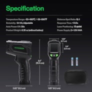 VPD Thermometer, Handheld Environmental Monitor, Precision Infrared Laser Thermometer Gun with Adjustable Emissivity, Leaf VPD and Temperature Monitoring for Plants, Grow Tents, HVAC