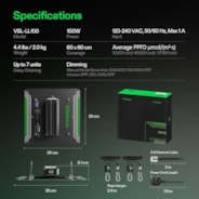 LumaLight LED Grow Light, Full Spectrum Plant Light, 100W Smart Dimmable & High PPFD for Indoor Plants Seedling Vegetables Bloom