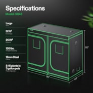Grow Tent 4x8 S848, 8-16 Plants Use, 600D Light-proof Oxford, 48″ x 96″ x 80″, For Indoor Plants Growing