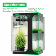 Smart 2-in-1 Grow Tent Kit 3x4, 2-Plant Complete System, with WiFi E42A+ Controller, Lumalight 200W LED Grow Light, and 4-inch AeroZesh G4 Ventilation Combo