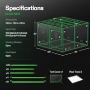 Grow Tent 10x10 S108, High Reflective Mylar with 1680D Oxford Canvas & Heavy-Duty Metal Support 120"x120"x80"
