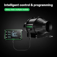 Smart Air Filtration Kit Pro 4″, AeroZesh T4 Inline Fan with E42A Temp. Humidity WiFi Controller, Carbon Filter & Ducting Combo