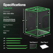 Grow Tent 5x5 S558, High Reflective Mylar with 1680D Oxford Canvas & Heavy-Duty Metal Support 60"x60"x80"