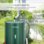 VIVOSUN Collapsible Rain Barrel, 100 Gallon Water Storage Tank with 1000D Oxford Cloth, Portable Rain Collection System Includes Two Spigots and Overflow Kit, Green