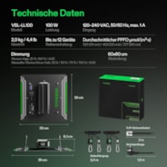 LumaLight LED Pflanzenlampe – Vollspektrum Pflanzenlampe, 100W, Smart Dimmbar & High-PPFD für Indoor-Pflanzen, Setzlinge, Gemüse & Blüte