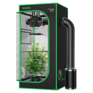 Smart Grow Tent Kit GIY-SE-22 2x2, 1-Plant Complete System, with WiFi E42A Controller, 100W AeroLight SE LED Grow Light, and 4-inch AeroZesh S4 Ventilation Combo