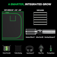 Standard Grow Tent Kit GIY-55FL 5x5, 6-Plant Complete System, with 645W VSFL6450 LED Grow Light, and 8-inch Ventilation Combo