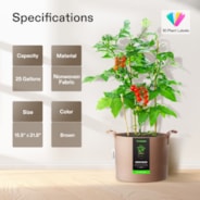 25 Gallon Grow Bags 5-Pack Brown Thickened Nonwoven Fabric Pots with Handles