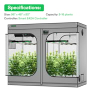 Smart Grow Tent Kit GIY-SGS-G84 4x8, 8-Plant Complete System, with WiFi E42A Controller, 2x 450W VSFD4500 LED Grow Light, and 8-inch AeroZesh G8 Ventilation Combo