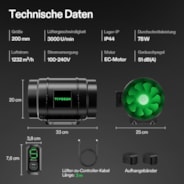 AeroZesh G8 Inline Fan 8″ with E12 Speed Controller, PWM-Controlled EC Fan for Grow Tent Ventilation