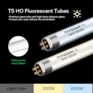 T5 HO Fluorescent Grow Light 3000K, Gentle on Foliage, 4FT 5 Pack