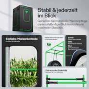 Smart Growbox Komplettset Pro 120 x 120 x 200 cm, Komplettes Grow-Set mit 2-in-1 LED-Lampe mit anpassbarem Spektrum, intelligenter GrowHub-Automatisierung, effiziente Belüftung & 360°-Luftzirkulation, 2000D Mylar-Growzelt
