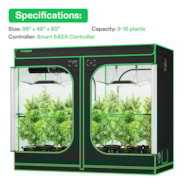 Smart Grow Tent Kit GIY-SGS-84 Pro 4x8, 8-Plant Complete System, with WiFi E42A Controller, 2x 400W AeroLight Wing LED Grow Light, and 8-inch AeroZesh G8 Ventilation Combo
