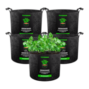 1 Gallon Grow Bags 5-Pack Black Thickened Nonwoven Fabric Pots with Handles