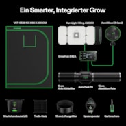 Smart Growbox Komplettset GIY-SGS-52 150 x 80 x 200 cm, Komplettsystem für 3 Pflanzen, mit WiFi E42A Controller, 200W AeroLight Wing LED Pflanzenlampe, 15 cm AeroZesh T6 Abluftset und AeroWave E6 Gen2 Gen2 Clip Fan