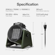 Greenhouse Heater, 1500W/750W Electric Heater